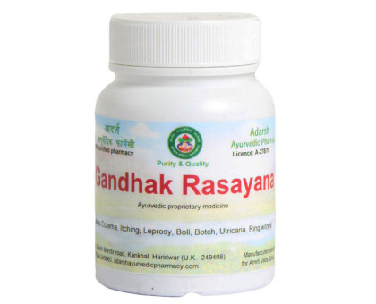 Гандхак Расаяна Адарш Аюрведік (Gandhak Rasayana Adarsh Ayurvedic), 40 грам ~ 100 таблеток Гандхак Расаяна Адарш Аюрведік (Gandhak Rasayana Adarsh Ayurvedic), 40 грам ~ 100 таблеток