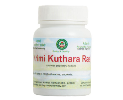 Крімі кутхара рас Адарш Аюрведік (Krimi kuthara Ras Adarsh Ayurvedic), 40 грам ~ 100 таблеток Крімі кутхара рас Адарш Аюрведік (Krimi kuthara Ras Adarsh Ayurvedic), 40 грам ~ 100 таблеток