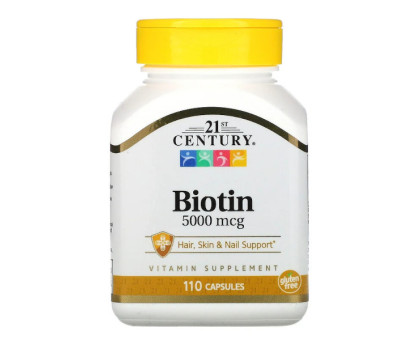 Біотин 5000 мкг 21ше сторічча (Biotin 5000 mcg 21st Century), 110 капсул Біотин 5000 мкг 21ше сторічча (Biotin 5000 mcg 21st Century), 110 капсул