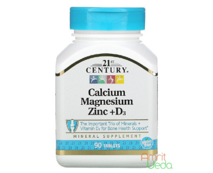 Кальцій Магній Цинк + D3 21ше сторічча (Calcium Magnesium Zinc + D3 21st Century), 90 таблеток Кальцій Магній Цинк + D3 21ше сторічча (Calcium Magnesium Zinc + D3 21st Century), 90 таблеток