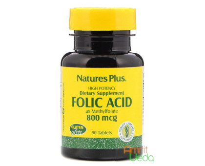 Фолієва кислота Нейчер'с Плюс (Folic acid 800 mcg Nature's Plus), 90 таблеток Фолієва кислота Нейчер'с Плюс (Folic acid 800 mcg Nature's Plus), 90 таблеток