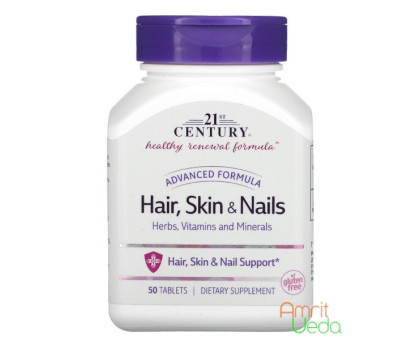 Волосся, шкіра та нігті Просунута формула 21ше століття (Hair, skin and nails Advanced formula 21st Century), 50 таблеток Волосся, шкіра та нігті Просунута формула 21ше століття (Hair, skin and nails Advanced formula 21st Century), 50 таблеток