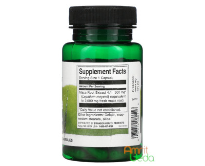 Перуанська Мака екстракт 500 мг Свонсон (Peruvian Maca extract 500 mg Swanson), 60 капсул
